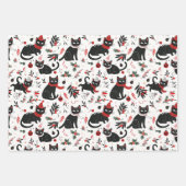 Schattigee Retro Cats Kerst Inpakpapier Vel (Voorkant)