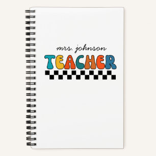 Schattigee Retro Checkered Teacher Notitieboek