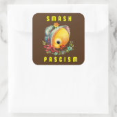 Schattigee retro chick - smash fascisme vierkante sticker (Tas)