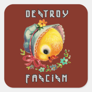 Schattigee retro chick - vernietigen fascisme vierkante sticker