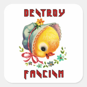 Schattigee retro chick - vernietigen fascisme vierkante sticker