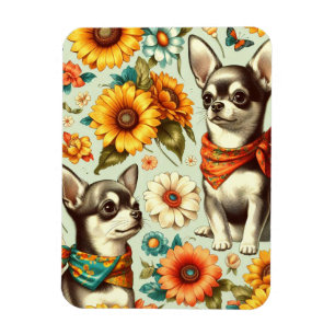 Schattigee Retro Chihuahua Illustratie Magneet