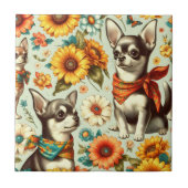 Schattigee Retro Chihuahua Illustratie Tegeltje (Voorkant)