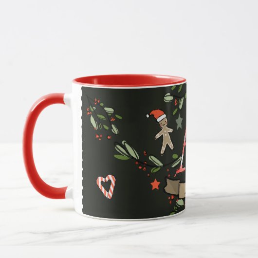 Schattigee Retro Christmas Monogram "A" met naam Mok (Links)