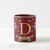 Schattigee Retro Christmas Monogram "D" met naam Mok (Midden)