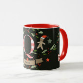 Schattigee Retro Christmas Monogram "Q" met naam Mok (Voorkant rechts)