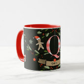 Schattigee Retro Christmas Monogram "Q" met naam Mok (Voorkant links)