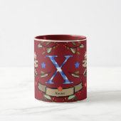 Schattigee Retro Christmas Monogram "X" met naam Mok (Midden)