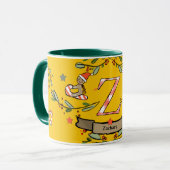 Schattigee Retro Christmas Monogram "Z" met naam Mok (Voorkant links)