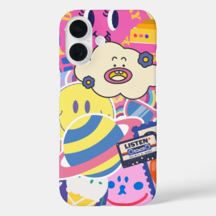 Schattigee retro esthetische pastel Y2K/90's iPhone 16 Hoesje