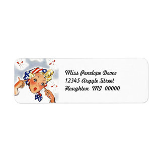 Schattigee Retro Fire-Cracker Lady Retouradreslabe Etiket