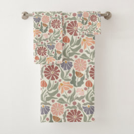 Schattigee  Retro Flowers Badhanddoek Set Bad Handdoek