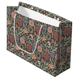 Schattigee  Retro Flowers Grote Gift Bag Groot Cadeauzakje