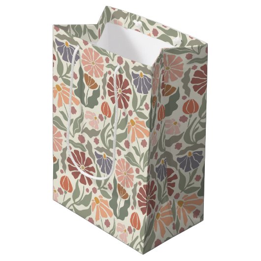Schattigee  Retro Flowers Medium Gift Bag Medium Cadeauzakje (Voorkant Gekanteld)