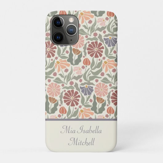 Schattigee Retro Flowers naam Case-Mate iPhone Case (Achterkant)