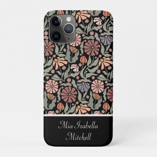 Schattigee  Retro Flowers  naam Case-Mate iPhone Case (Achterkant)