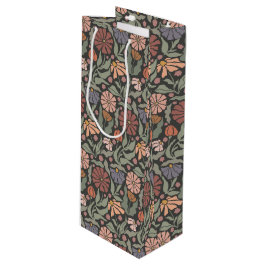 Schattigee  Retro Flowers Wine Gift Bag Wijn Cadeautas
