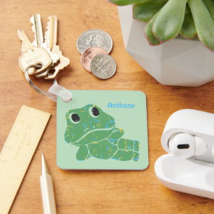 Schattigee Retro Frog Graphic gepersonaliseerd Sleutelhanger