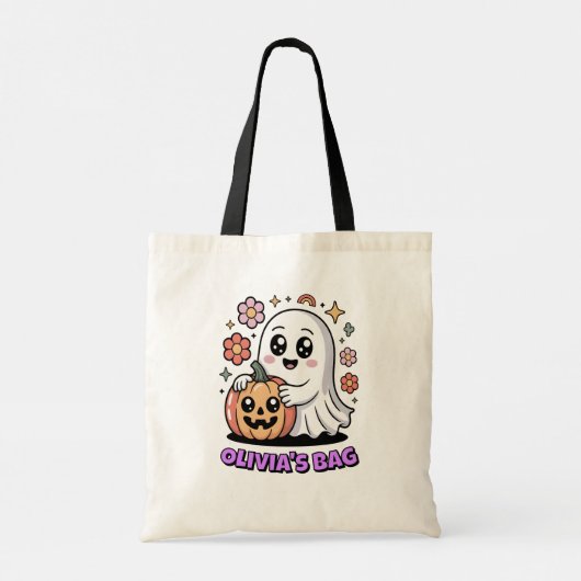 Schattigee Retro Ghost Knuffelen Pompoen Halloween Tote Bag (Achterkant)