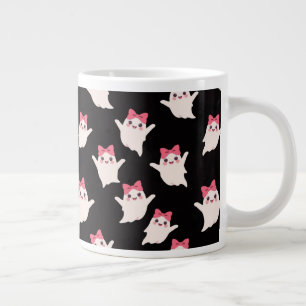 Schattigee Retro Girl Ghost met Roze Haar Bow Extra Grote Beker