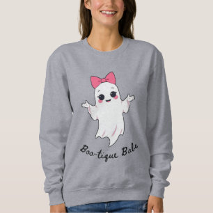 Schattigee Retro Girl Ghost met Roze Haar Bow Trui