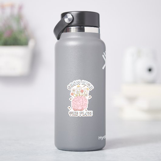 Schattigee retro groeien met de flow vinyl Sticker (HydroFlask)
