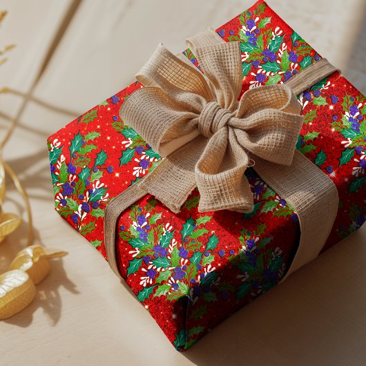 Schattigee retro  groene bladeren feestdagen cadeaupapier