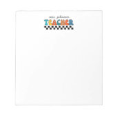 Schattigee Retro Groovy Docent & Script Naam Notitieblok (Voorkant)