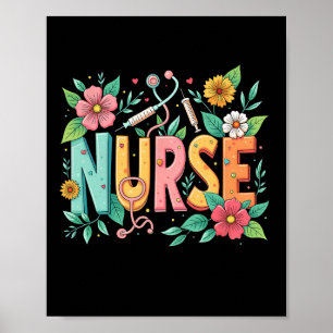 Schattigee Retro Groovy Nurse Flower Nursing 0ct9j Poster