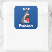 Schattigee retro haai - eet fascisme antifascist vierkante sticker (Tas)