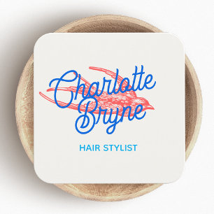 Schattigee Retro Hair Stylist Swallow Square Vierkante Visitekaartje
