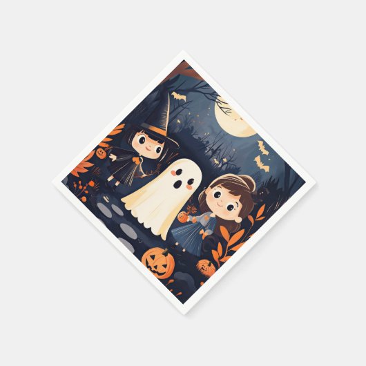 Schattigee Retro  Halloween Kinder Ghost Pumpkin Servet (Hoek)