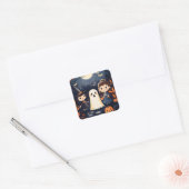 Schattigee Retro  Halloween Kinder Ghost Pumpkin Vierkante Sticker (Envelop)