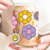 Schattigee Retro Happy Daisy Flowers Blikvorm Glas