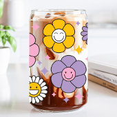 Schattigee Retro Happy Daisy Flowers Blikvorm Glas