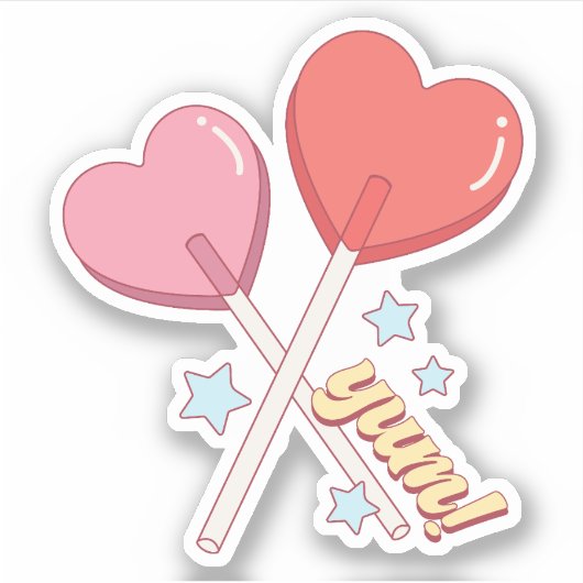 Schattigee Retro Hart Sucker Valentijnsdag Vinyl Sticker (Voorkant)