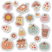 Schattigee Retro  Herfst Halloween Stickers Set (Voorkant)