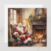 Schattigee Retro illustratie Sinterklaas lezen let Feestdagenkaart (Voorkant / Achterkant)