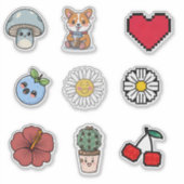 Schattigee retro kawaii stijl Sticker (Voorkant)