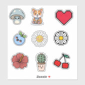 Schattigee retro kawaii stijl Sticker (Vel)