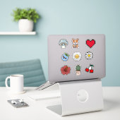 Schattigee retro kawaii stijl Sticker (Laptop op bureau)
