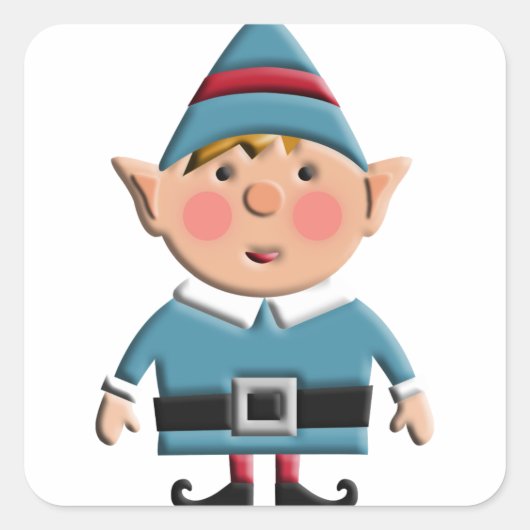Schattigee Retro Kerst Elf Vierkante Sticker (Voorkant)