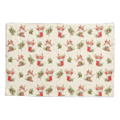 Schattigee  Retro Kerst Rode Groene Elfen Kussensloop (Achterkant)