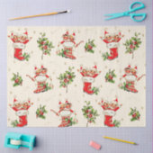 Schattigee  Retro Kerst Rode Groene Elfen Tissuepapier (Craft)