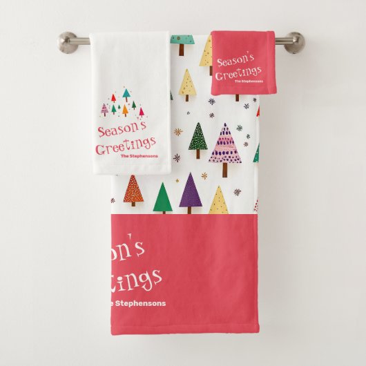 Schattigee retro kerstbomen handdoek set (Insitu)