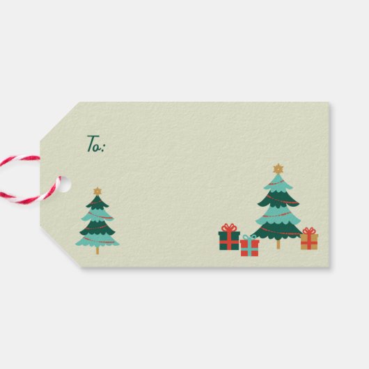 Schattigee Retro Kerstman aanpasbare opknoping Gi Cadeaulabel (Achterkant Horizontaal)