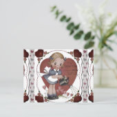 Schattigee Retro Kind Tuinier Kunst Feestdagenkaart (Staand voorkant)