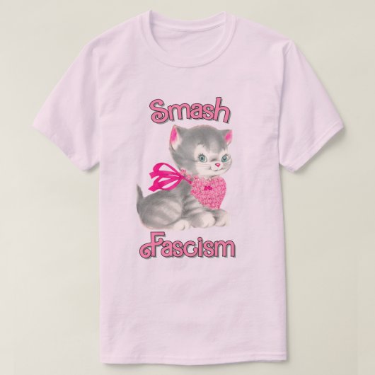 Schattigee retro kitten - smash fascisme t-shirt (Design voorkant)