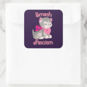 Schattigee retro kitten - smash fascisme vierkante sticker (Tas)