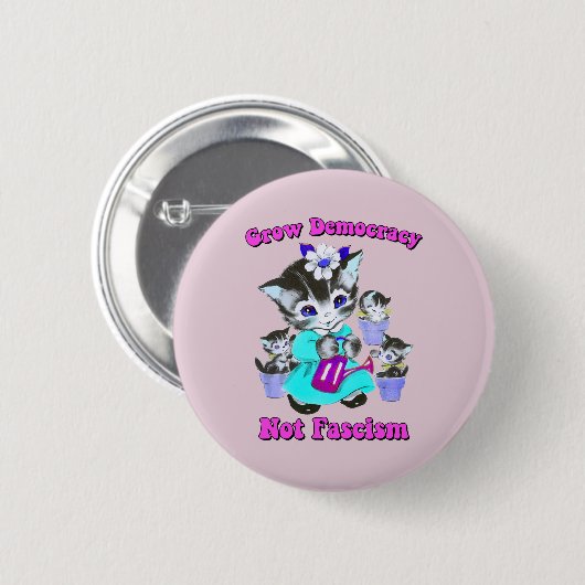 Schattigee retro-Kittens - groei democratie niet f Ronde Button 5,7 Cm (Voorkant /achterkant)